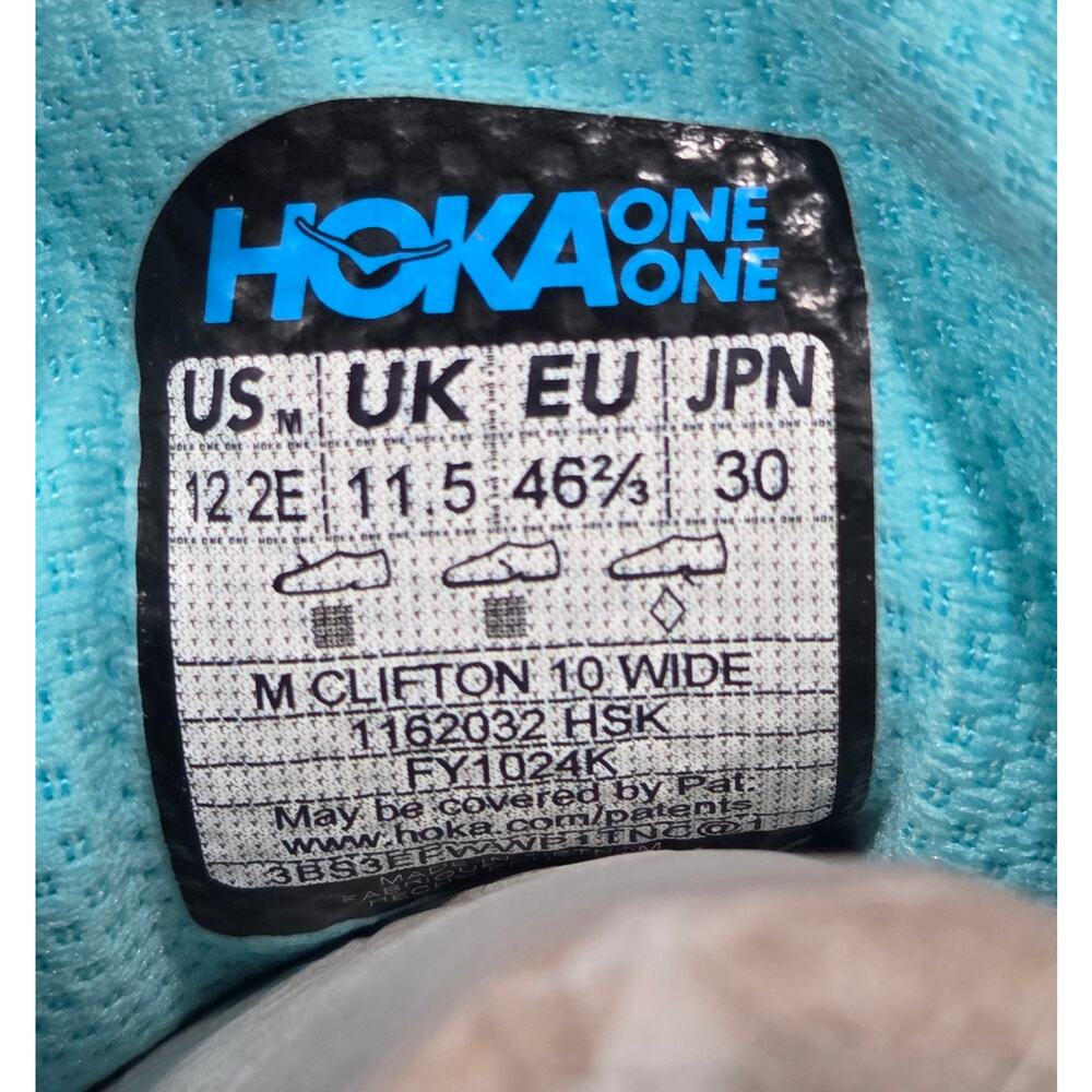 Hoka One M Clifton 10 Skyward Blue Size 12 2E Wide Men's 1162032 HSK Running - Picture 10 of 11